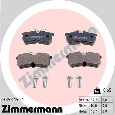 ZIMMERMANN 23353.150.1 Kit pastiglie freno, Freno a disco-Kit pastiglie freno, Freno a disco-Ricambi Euro