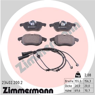 ZIMMERMANN 23402.200.2 Kit pastiglie freno, Freno a disco