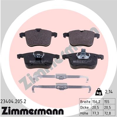 ZIMMERMANN 23404.205.2 Kit pastiglie freno, Freno a disco