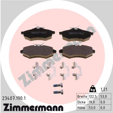 ZIMMERMANN 23407.190.1 Kit pastiglie freno, Freno a disco-Kit pastiglie freno, Freno a disco-Ricambi Euro