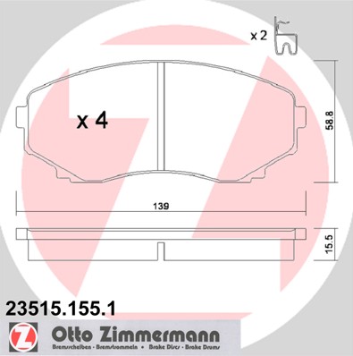 ZIMMERMANN 23515.155.1 Kit pastiglie freno, Freno a disco