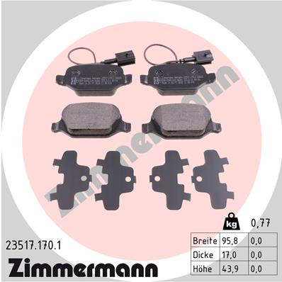 ZIMMERMANN 23517.170.1 Kit pastiglie freno, Freno a disco-Kit pastiglie freno, Freno a disco-Ricambi Euro