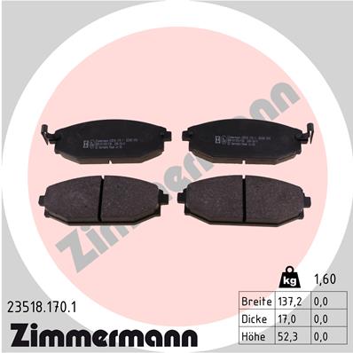 ZIMMERMANN 23518.170.1 Kit pastiglie freno, Freno a disco