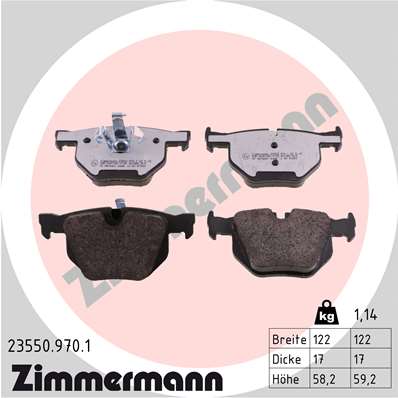 ZIMMERMANN 23550.970.1 Kit pastiglie freno, Freno a disco