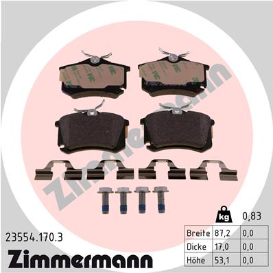 ZIMMERMANN 23554.170.3 Kit pastiglie freno, Freno a disco