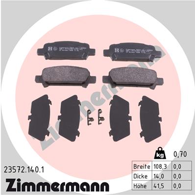 ZIMMERMANN 23572.140.1 Kit pastiglie freno, Freno a disco-Kit pastiglie freno, Freno a disco-Ricambi Euro