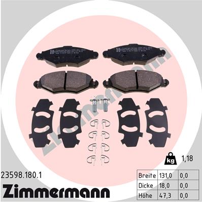 ZIMMERMANN 23598.180.1 Kit pastiglie freno, Freno a disco-Kit pastiglie freno, Freno a disco-Ricambi Euro