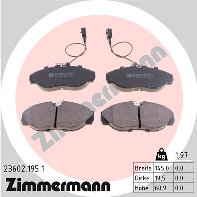 ZIMMERMANN 23602.195.1 Kit pastiglie freno, Freno a disco