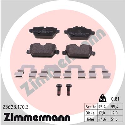 ZIMMERMANN 23623.170.3 Kit pastiglie freno, Freno a disco
