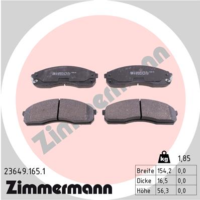 ZIMMERMANN 23649.165.1 Kit pastiglie freno, Freno a disco