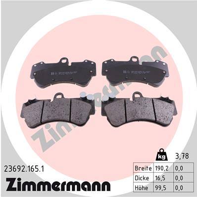 ZIMMERMANN 23692.165.1 Kit pastiglie freno, Freno a disco-Kit pastiglie freno, Freno a disco-Ricambi Euro