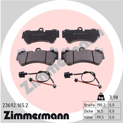 ZIMMERMANN 23692.165.2 Kit pastiglie freno, Freno a disco-Kit pastiglie freno, Freno a disco-Ricambi Euro