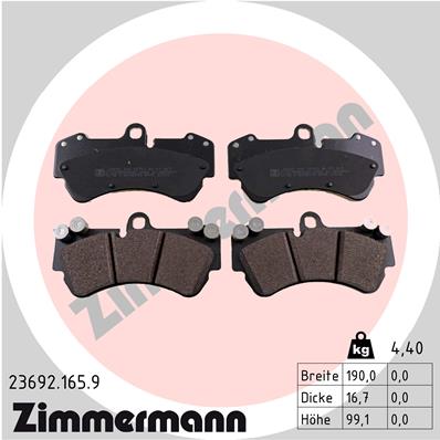 ZIMMERMANN 23692.165.9 Kit pastiglie freno, Freno a disco