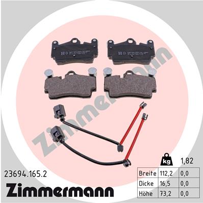 ZIMMERMANN 23694.165.2 Kit pastiglie freno, Freno a disco