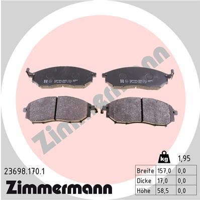 ZIMMERMANN 23698.170.1 Kit pastiglie freno, Freno a disco