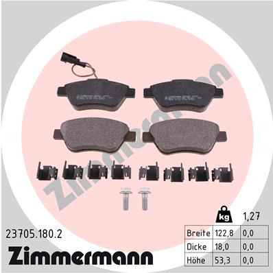 ZIMMERMANN 23705.180.2 Kit pastiglie freno, Freno a disco