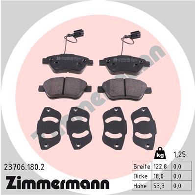 ZIMMERMANN 23706.180.2 Kit pastiglie freno, Freno a disco