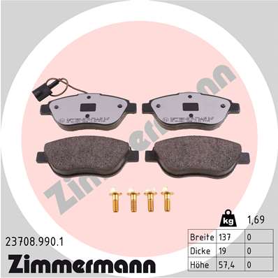 ZIMMERMANN 23708.990.1 Kit pastiglie freno, Freno a disco