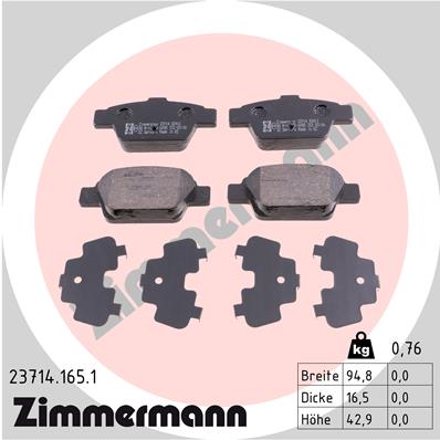 ZIMMERMANN 23714.165.1 Kit pastiglie freno, Freno a disco