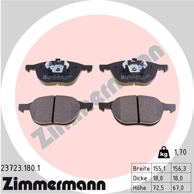 ZIMMERMANN 23723.180.1 Kit pastiglie freno, Freno a disco