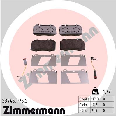 ZIMMERMANN 23745.975.2 Kit pastiglie freno, Freno a disco