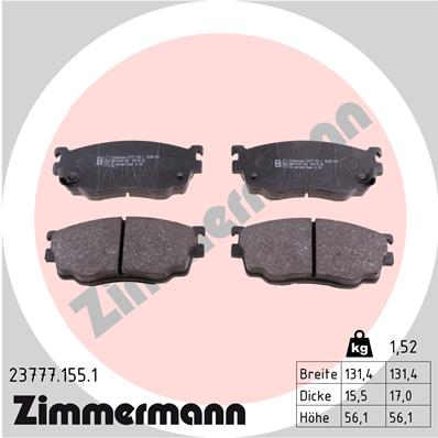 ZIMMERMANN 23777.155.1 Kit pastiglie freno, Freno a disco