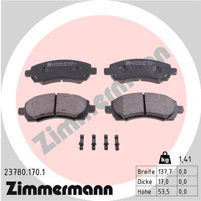 ZIMMERMANN 23780.170.1 Kit pastiglie freno, Freno a disco