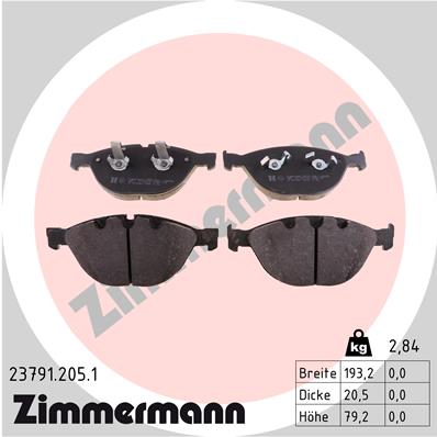 ZIMMERMANN 23791.205.1 Kit pastiglie freno, Freno a disco-Kit pastiglie freno, Freno a disco-Ricambi Euro