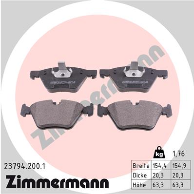 ZIMMERMANN 23794.200.1 Kit pastiglie freno, Freno a disco