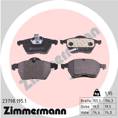 ZIMMERMANN 23798.195.1 Kit pastiglie freno, Freno a disco