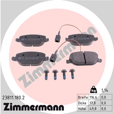 ZIMMERMANN 23811.180.2 Kit pastiglie freno, Freno a disco