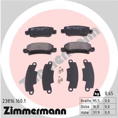 ZIMMERMANN 23816.160.1 Kit pastiglie freno, Freno a disco-Kit pastiglie freno, Freno a disco-Ricambi Euro