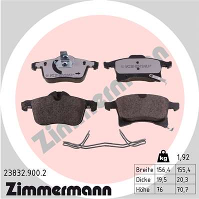 ZIMMERMANN 23832.900.2 Kit pastiglie freno, Freno a disco