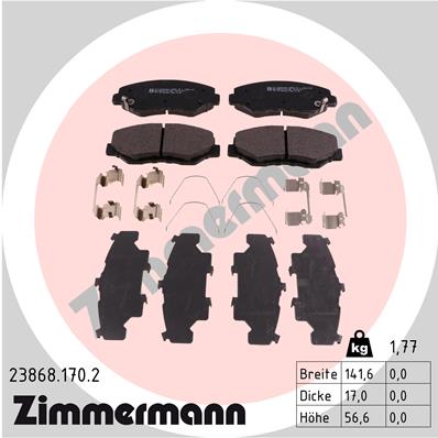 ZIMMERMANN 23868.170.2 Kit pastiglie freno, Freno a disco