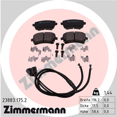 ZIMMERMANN 23883.175.2 Kit pastiglie freno, Freno a disco