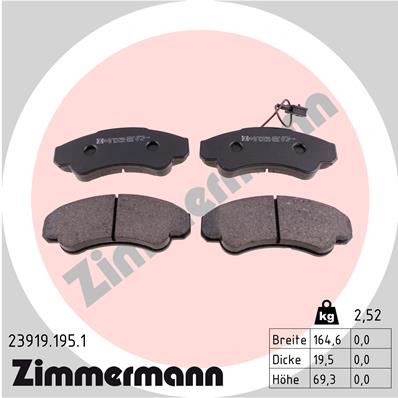 ZIMMERMANN 23919.195.1 Kit pastiglie freno, Freno a disco