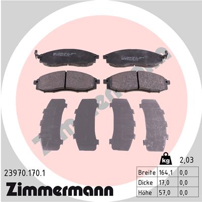 ZIMMERMANN 23970.170.1 Kit pastiglie freno, Freno a disco
