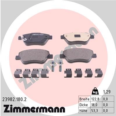 ZIMMERMANN 23982.180.2 Kit pastiglie freno, Freno a disco