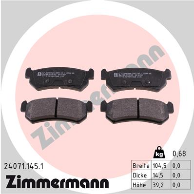 ZIMMERMANN 24071.145.1 Kit pastiglie freno, Freno a disco