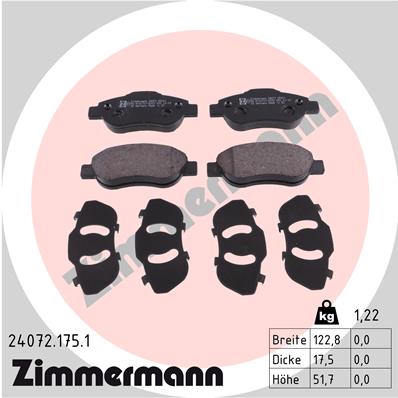 ZIMMERMANN 24072.175.1 Kit pastiglie freno, Freno a disco