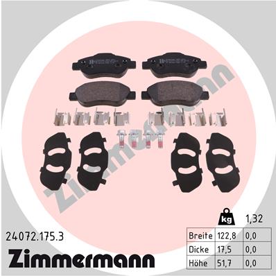 ZIMMERMANN 24072.175.3 Kit pastiglie freno, Freno a disco-Kit pastiglie freno, Freno a disco-Ricambi Euro