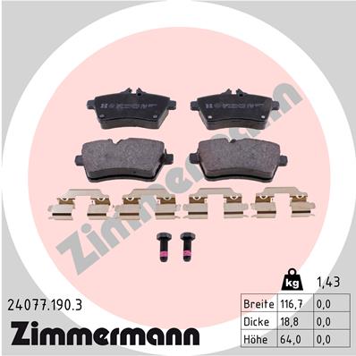 ZIMMERMANN 24077.190.3 Kit pastiglie freno, Freno a disco