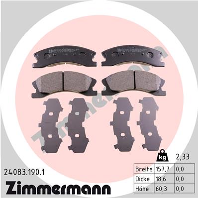 ZIMMERMANN 24083.190.1 Kit pastiglie freno, Freno a disco