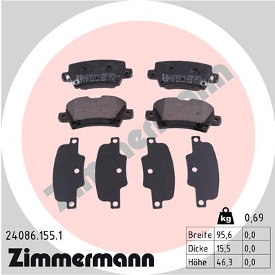 ZIMMERMANN 24086.155.1 Kit pastiglie freno, Freno a disco