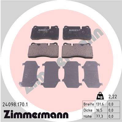 ZIMMERMANN 24098.170.1 Kit pastiglie freno, Freno a disco