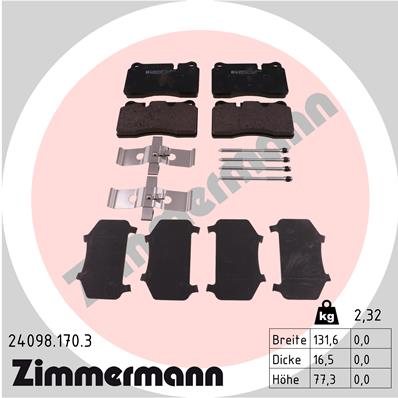 ZIMMERMANN 24098.170.3 Kit pastiglie freno, Freno a disco-Kit pastiglie freno, Freno a disco-Ricambi Euro