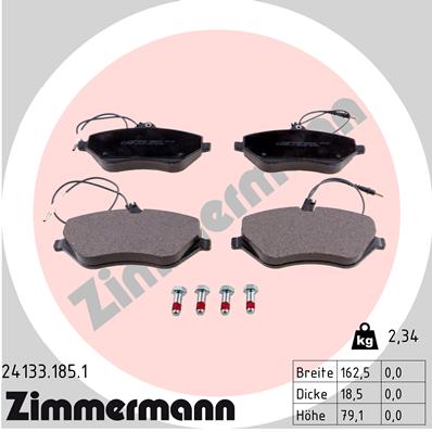 ZIMMERMANN 24133.185.1 Kit pastiglie freno, Freno a disco-Kit pastiglie freno, Freno a disco-Ricambi Euro