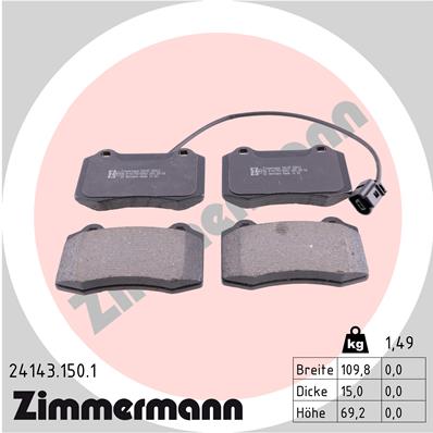 ZIMMERMANN 24143.150.1 Kit pastiglie freno, Freno a disco