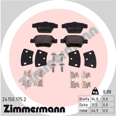 ZIMMERMANN 24150.175.2 Kit pastiglie freno, Freno a disco-Kit pastiglie freno, Freno a disco-Ricambi Euro