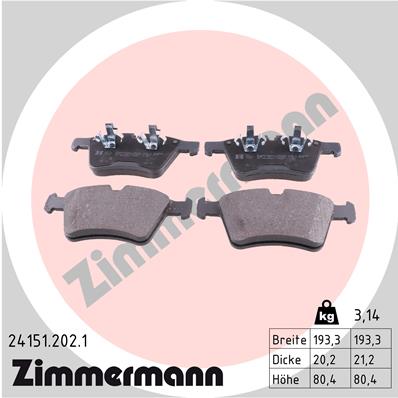 ZIMMERMANN 24151.202.1 Kit pastiglie freno, Freno a disco